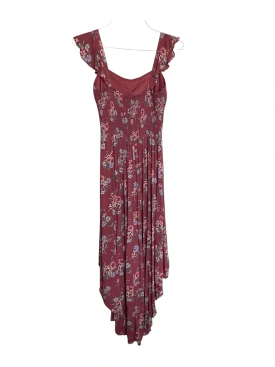 Lg Pink Floral Maxi Dress Sweetheart Neckline High Low Hem Coquette Easter - Picture 3 of 13